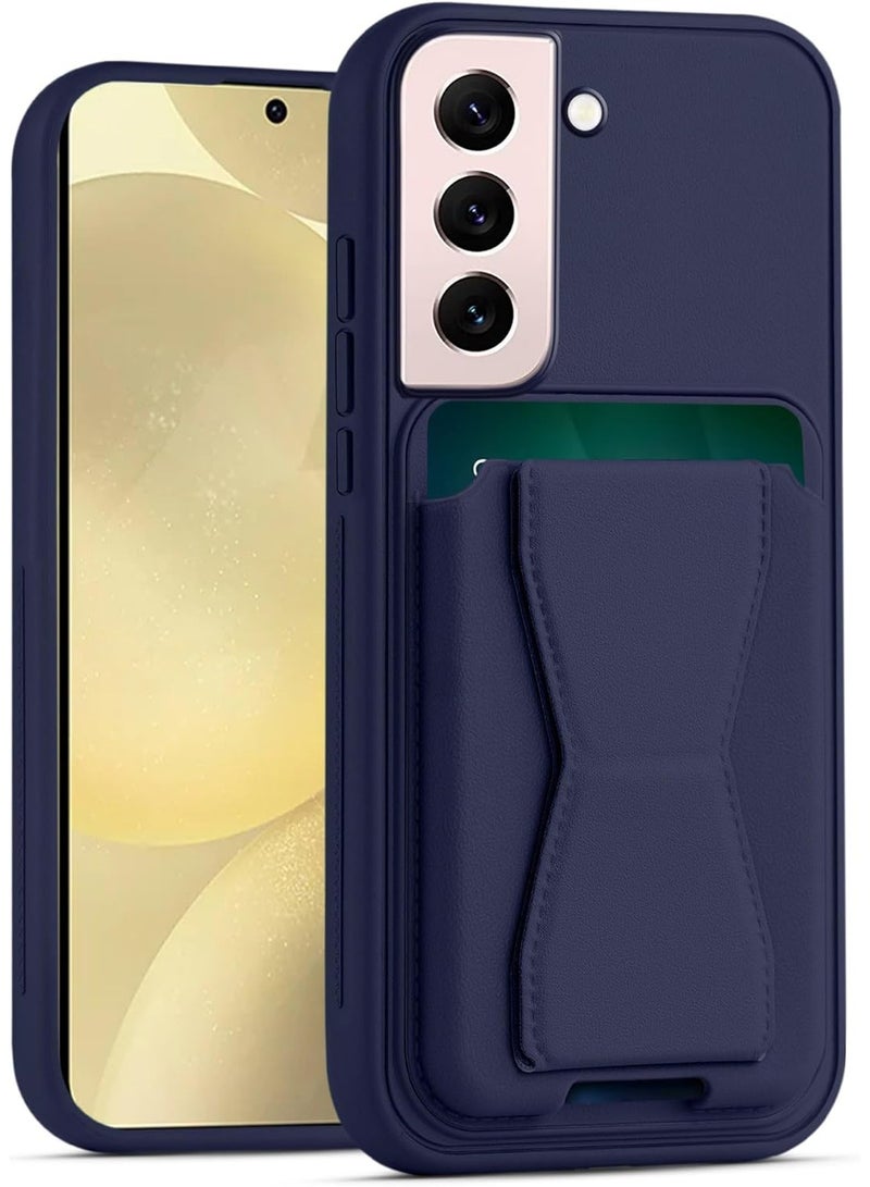 Leather Case Compatible for SAMSUNG S21 PLUS Shockproof Leather Back Card Storage & case built-in Stand PU leather for a stylish look, comfortable grip (Blue)